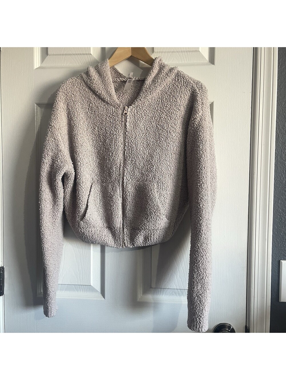 SKIMS Cozy Knit Zip Up Hoodie Dusk Greige Taupe S Small Medium Plush Boucle
